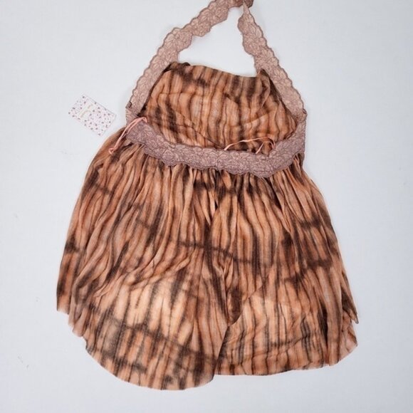 NWT Free People cowl neck camisole high low abstract lace trim halter top blouse - Picture 9 of 9